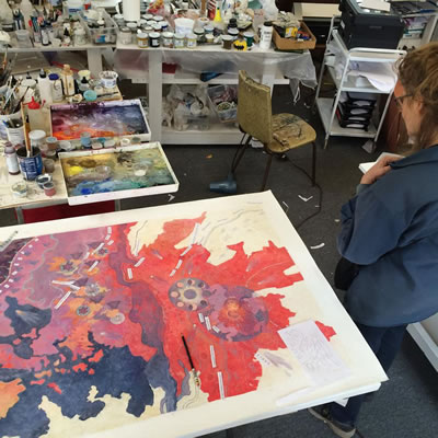 Berry at work in her studio